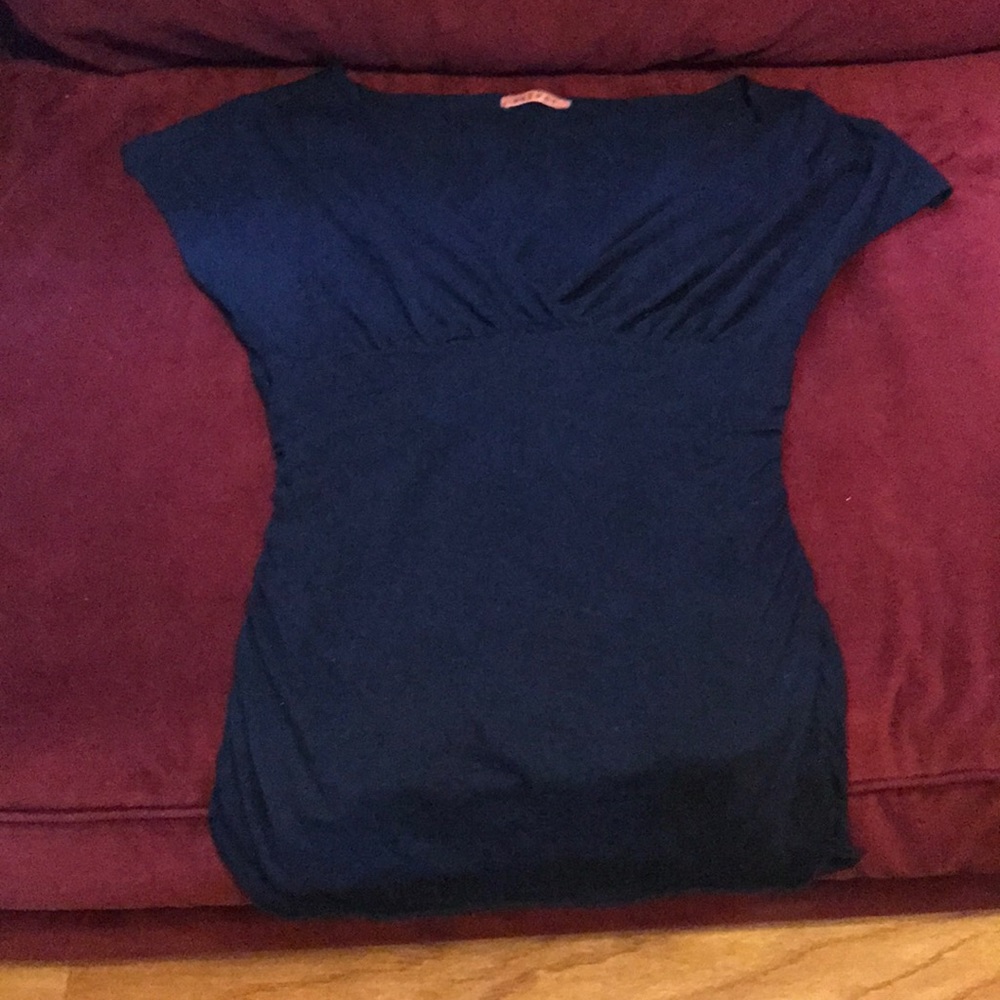Anthropologie Velvet Navy short sleeve shirt L